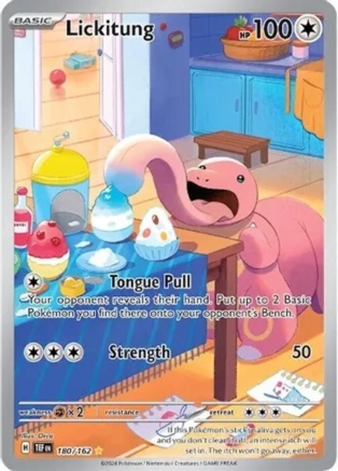 Lickitung always makes me a little uncomfortable and this card is somehow delightful anyway. That's artistic talent. What's the strangest Pokémon you still insist is cute? 👅